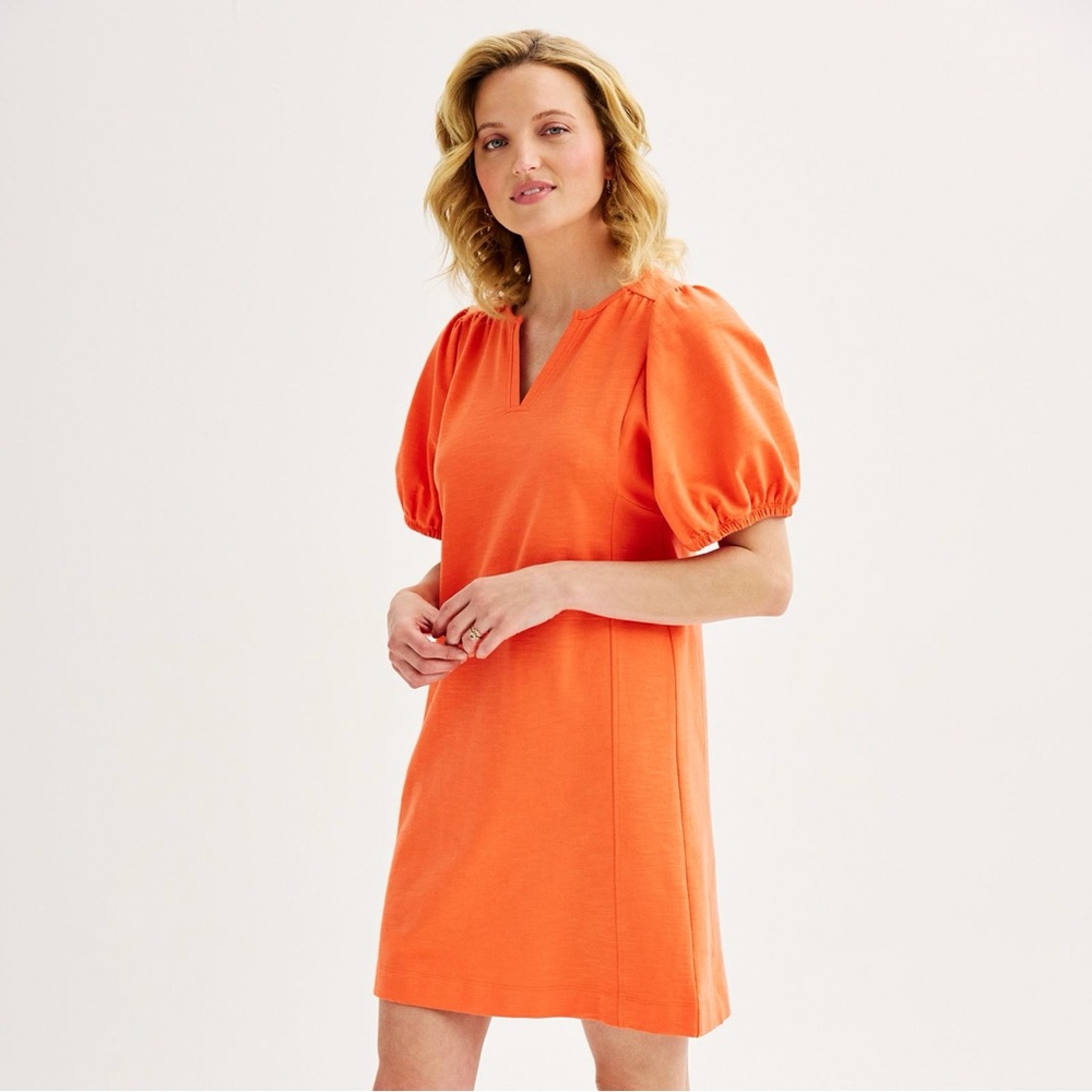 Sonoma Goods For Life Orange Puff Sleeve Dress